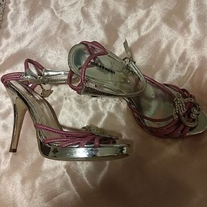 Blinged Roca Wear heels silver and pink